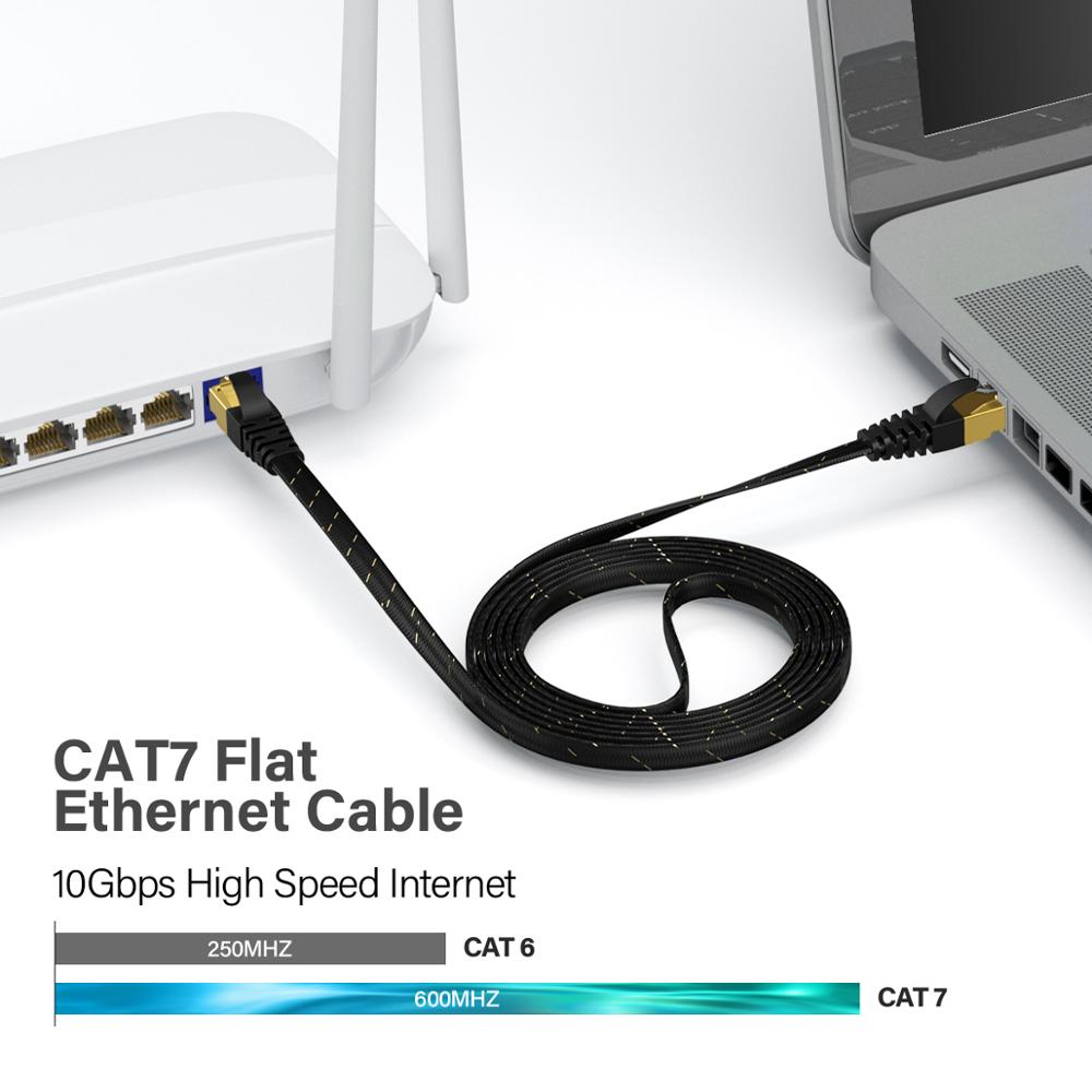 AMPCOM Cavo Ethernet RJ45 Cat7 Lan Cavo [5-30m ] STP RJ 45 Cavo di Rete Piatto di Patch cavo del Cavo Ethernet