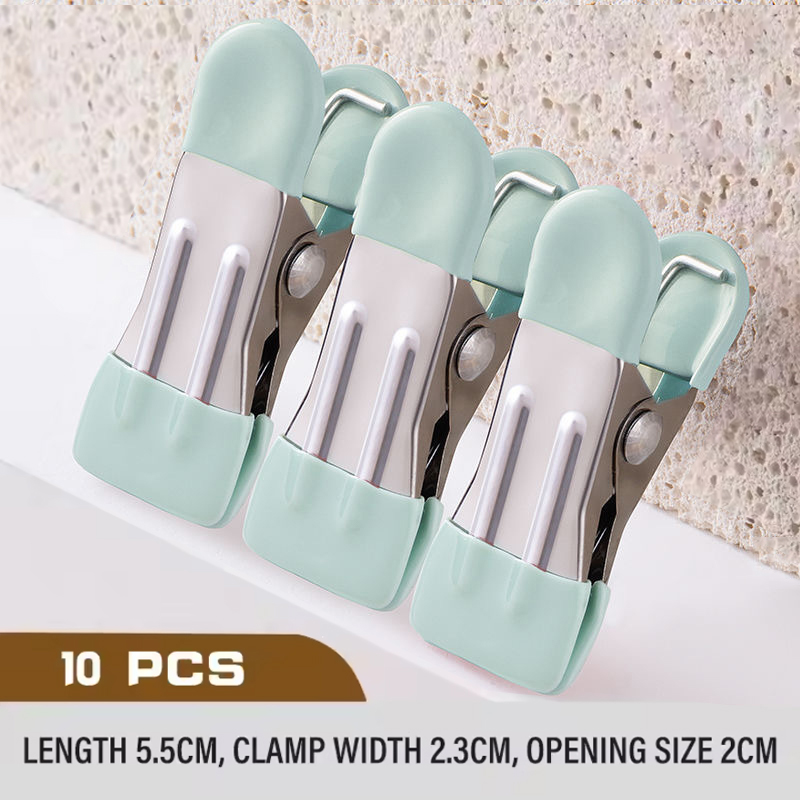 ​ Pinzas para colgar ropa portátiles, organizador de ropa para armario, pinzas para ropa de acero inoxidable, pinzas para ropa, percha para pantalones, 10 Uds.: Verde