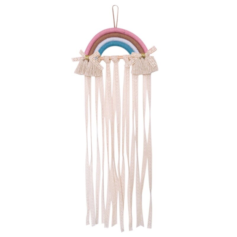 Décoration Chambre Enfant Barrettes Support Pour Barrettes à Cheveux En Macramé Arc-en-ciel Fait Organisateur Barrettes à Cheveux