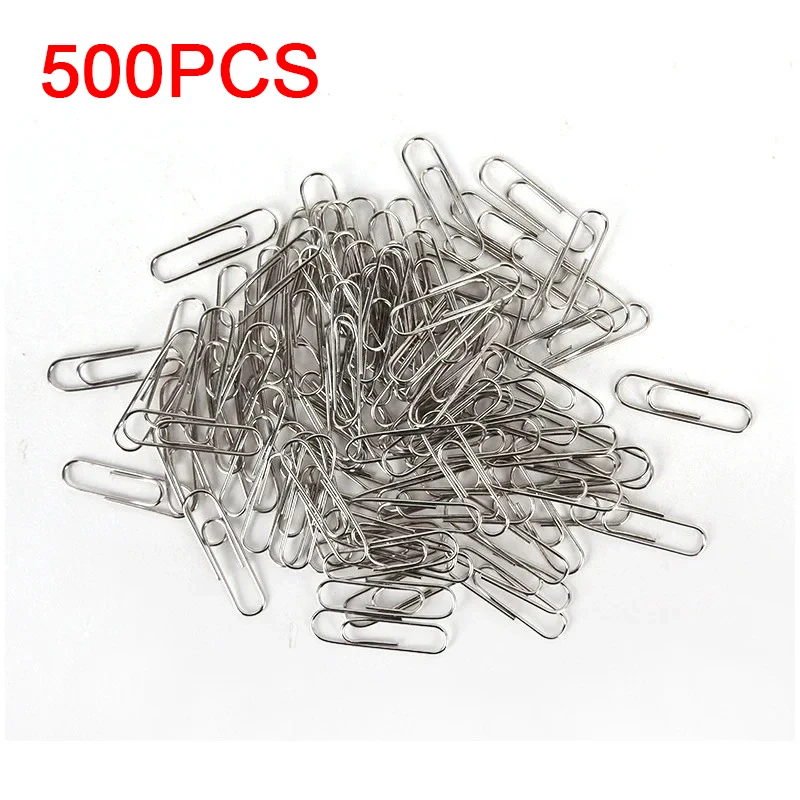 500/300/100/50PCS Metal Silver Paper Clips for Paperwork Stainless Steel Bookmark Paperclips Organizers Office School Supplies