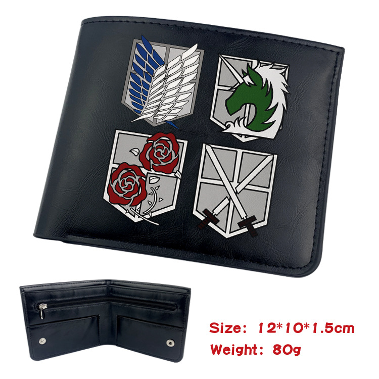 Attack on Titan Animation Derivative Portable Folding Wallet Short Coin Purse with Card Holder: Dark Grey