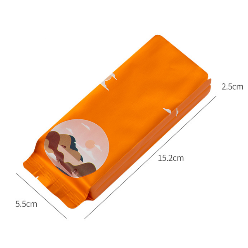 100Pcs/Lot Aluminum Foil Tea Bags Vacuum Heat Seal Packaging Pouches Food Coffee Mylar Foil Bag 152x55mm: orange B