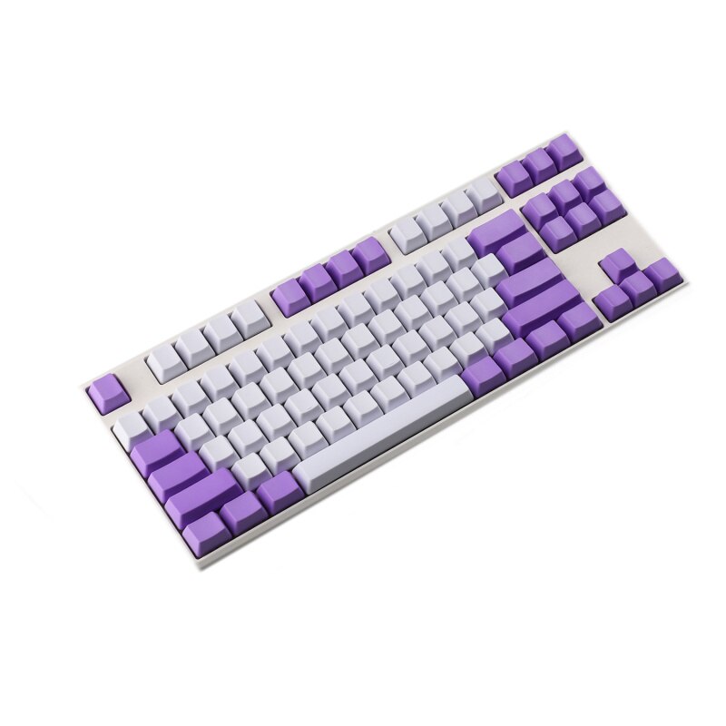 Clavier 87 jeu mécanique ymdk blanc violet mixte 108 61 , profil oem, capuchons de touches en pbt épais pour commutateurs mx: 87 blancs