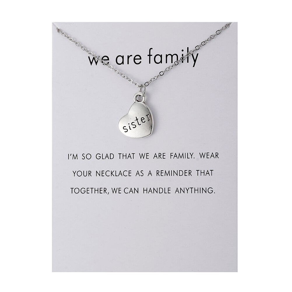 Heart Love We Are Family Tree Dad Mom Sister Members Alloy Pendant Necklace Jewelry: white card sister