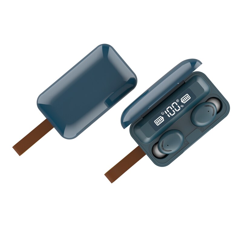 High Bass Earbud Wireless Bluetooth Eearphone Earphon TWS Earbuds Headset Ecouteur Handfree Nnoise Cancelling Power Bank: F9-5 With Rope