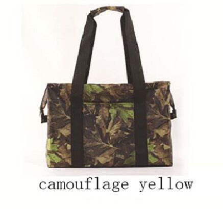 Grote capaciteit camouflage koeltas ijslaag grote lunch picknick cool maaltijd dranken wijn supermarkt winkelen isolatie draagtas: camoufl yellow Large