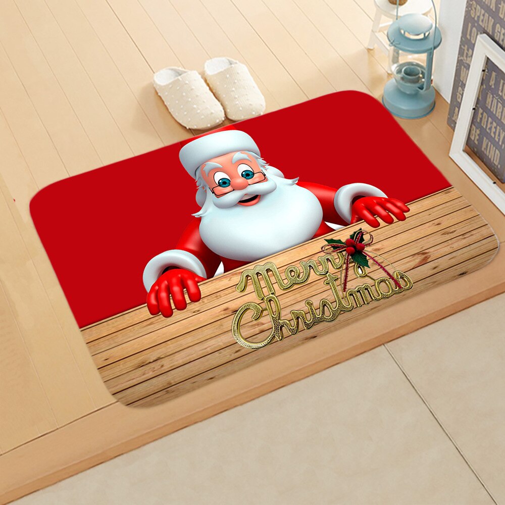 Santa dør gulvmåtte jul område tæppe køkken soveværelse mat tæppe dekor: Rød