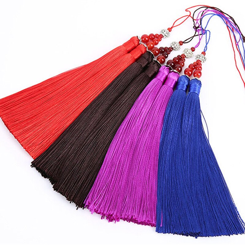 1Pcs 15cm Doppel Quaste Pinsel Anhänger Zubehör für DIY Schmuck Machen Seide Satin Quaste Handarbeit Handwerk Erkenntnisse Lieferant