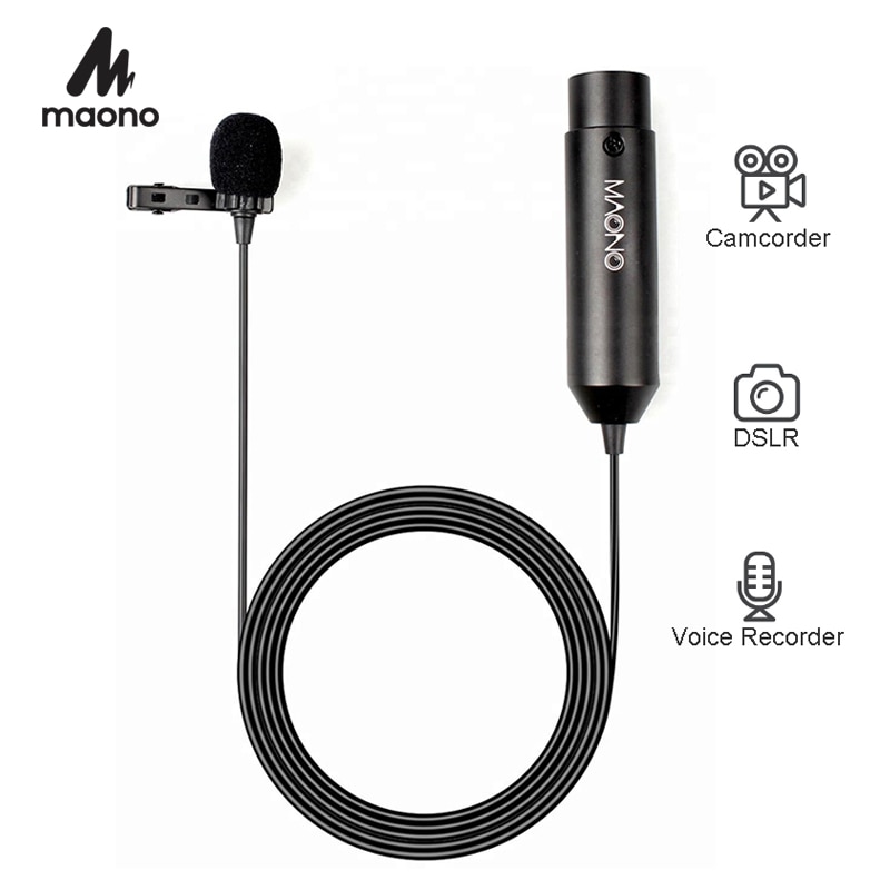 MAONO Lapel Microphone XLR Mic Clip on Lavalier Microphone Omnidirectional Conderser Microphone for DSLR Camcorders