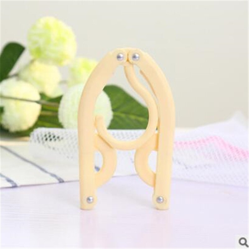 5Pcs Portable Travel Cloth Hanger Plastic Foldable Rack Drying Clothespin Trouser Coat Towel Socks Storage Closet Organizer: Yellow