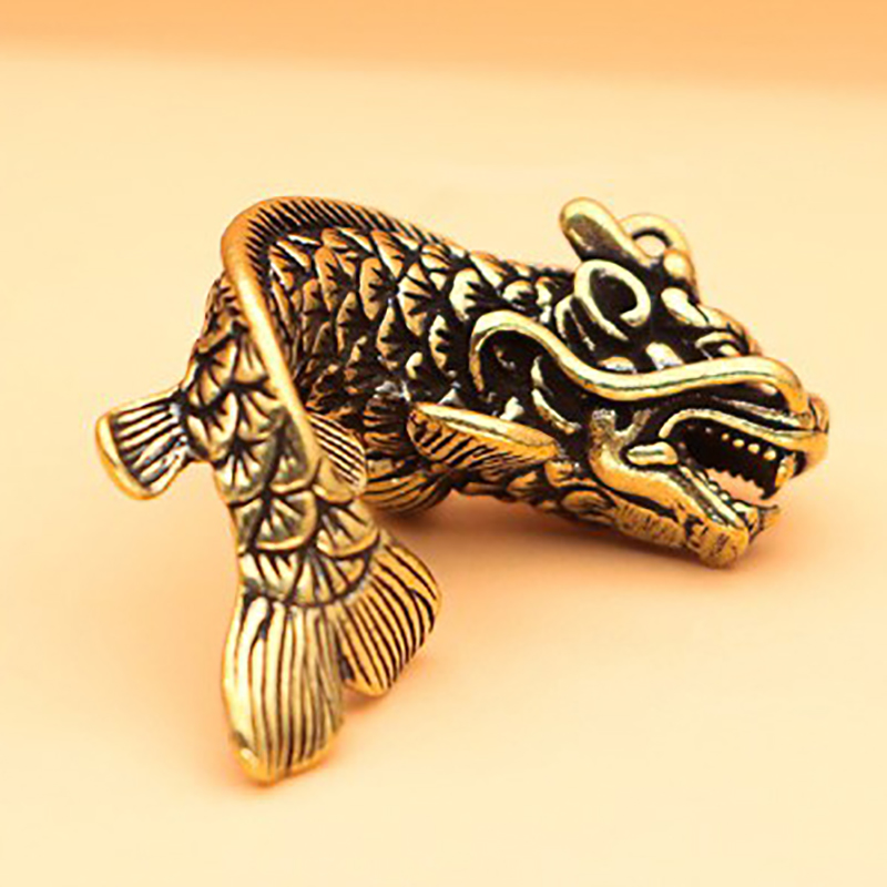 3D Copper Dragon Casting Animal Figurine Retro Style Brass Sculpture Home Office Room Desktop Decoration Collect Ornaments