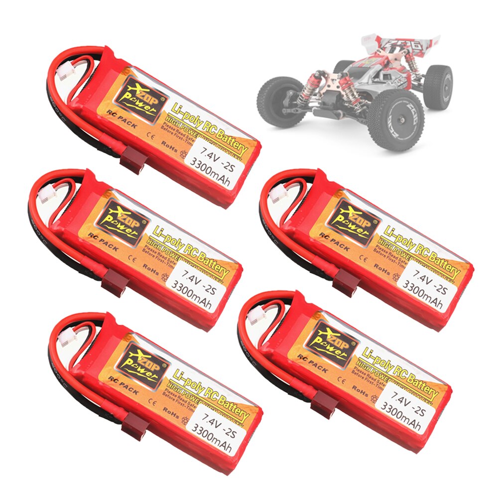 7.4 v lipo-akkus für wltoys 144001 2.4g renn-rc-cars, ersatzteile, 2s 7.4v 3300 mah lipo-akkus für wltoys 12428 1-5 stück: 5 stck.