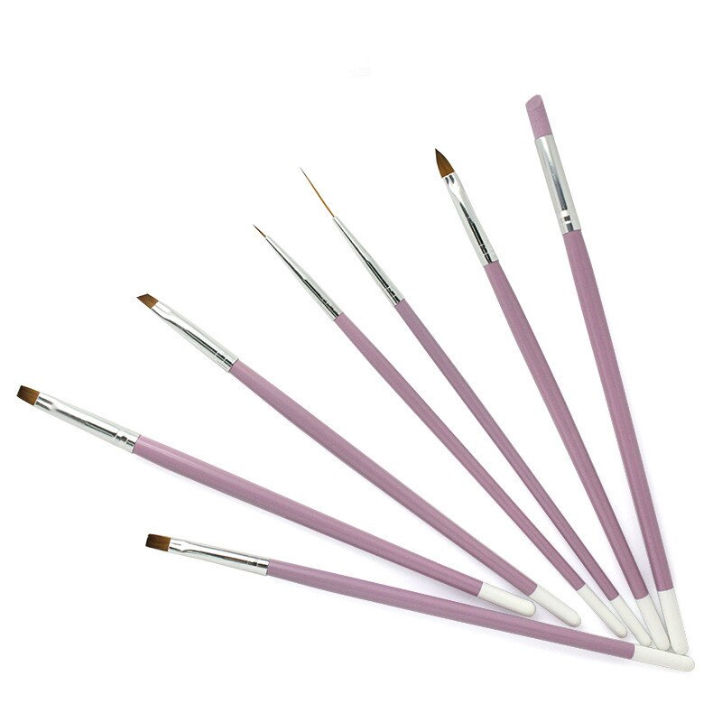 7Pcs Acrylic Liquid For Nail Acrylic Nail Art Pen Tips UV Builder Gel Painting Brush Manicure Set