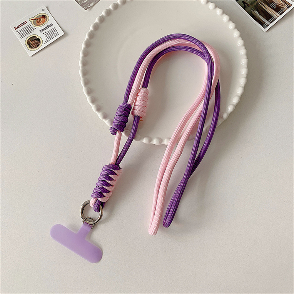 Cute Mobile Phone Straps Crossbody Rope Contrast Color Lanyard with Door Credencial Upgrade Strips Convenient Telephone Chain: Piano Black