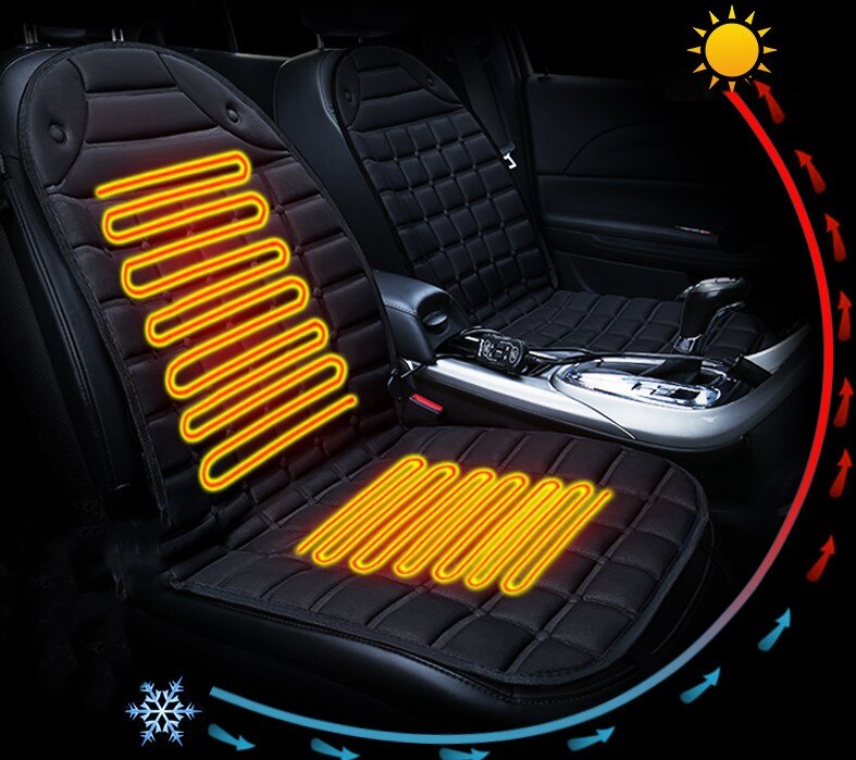 2pc In 1 Fast Heated Adjustable Black/Grey/Blue/Red/Coffee Car Electric Heated Seat Car Styling Winter Pads Cushions Auto Covers