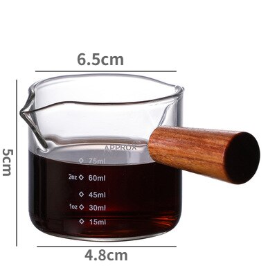 Wooden handle glass small milk cup handmade mini Japanese milk jar Western restaurant sauce sauce cup scale: Single mouth