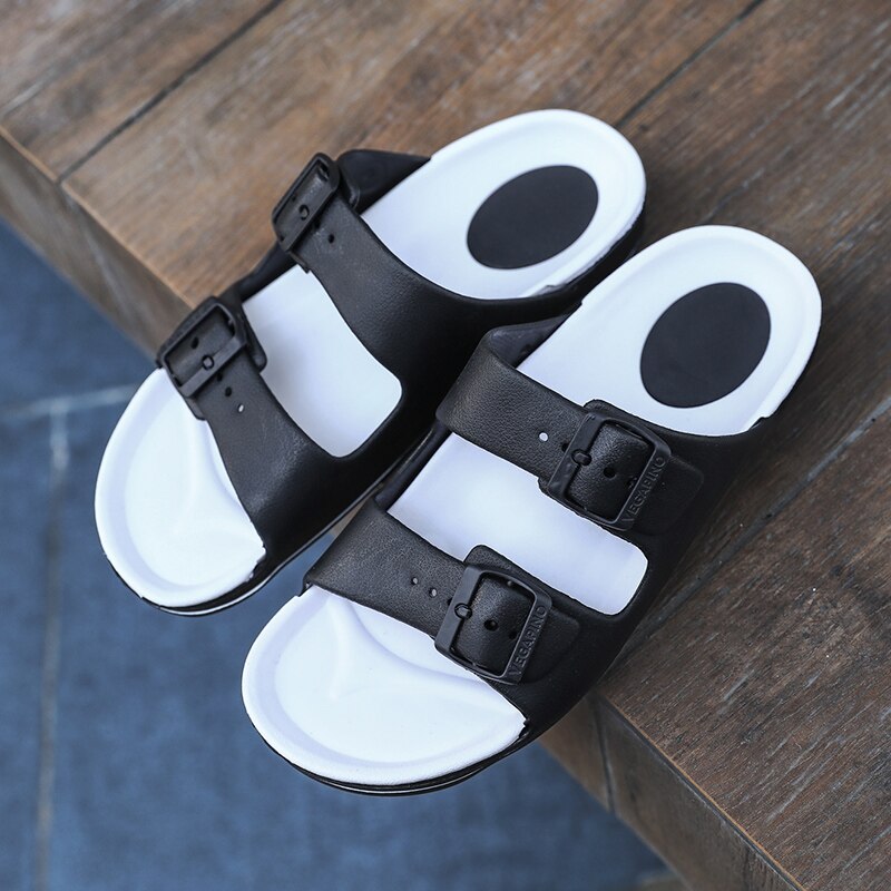 Summer men Beach Slippers Jelly Shoes Men Eva Beach Sandals Outdoor Men Casual Shoes Walking Beach Flip Flops Zapatos: Black / 8.5