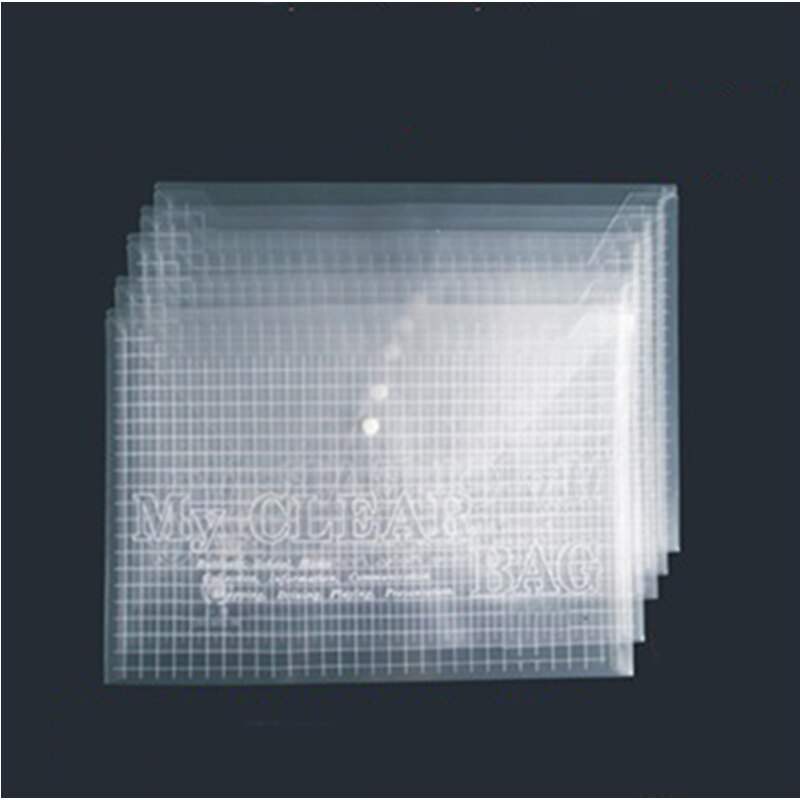 10 thickened transparent PP waterproof document envelopes with snap-on document pockets: Thin white 10 PCS