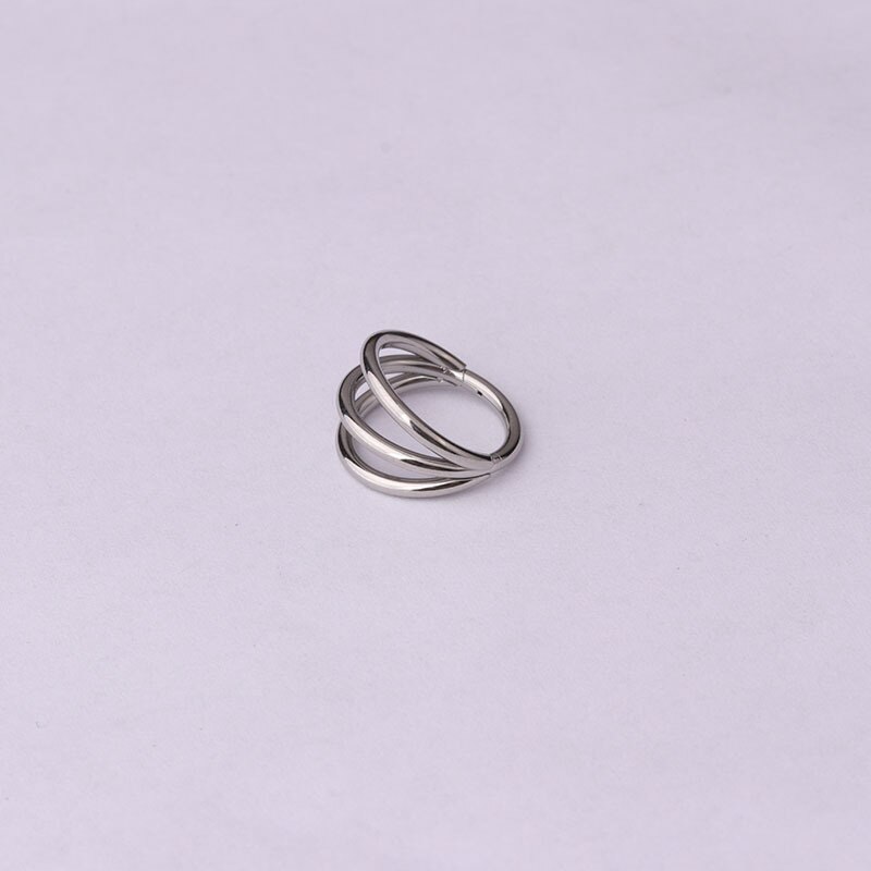 1Pcs 16G 316L Chirurgisch Staal Clicker Segment Hoepel Kraakbeen Oorbellen Nose Ring 8Mm/10Mm Drie lagen Helix Boby Piercing Sieraden: Silver / 8mm