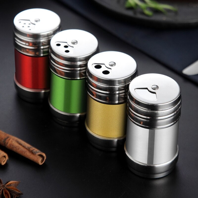 Runde Gewürz Shaker Gläser Edelstahl Würze Gewürz Glas mit Deckel Gewürz Menage Salz Lagerung Container Küche