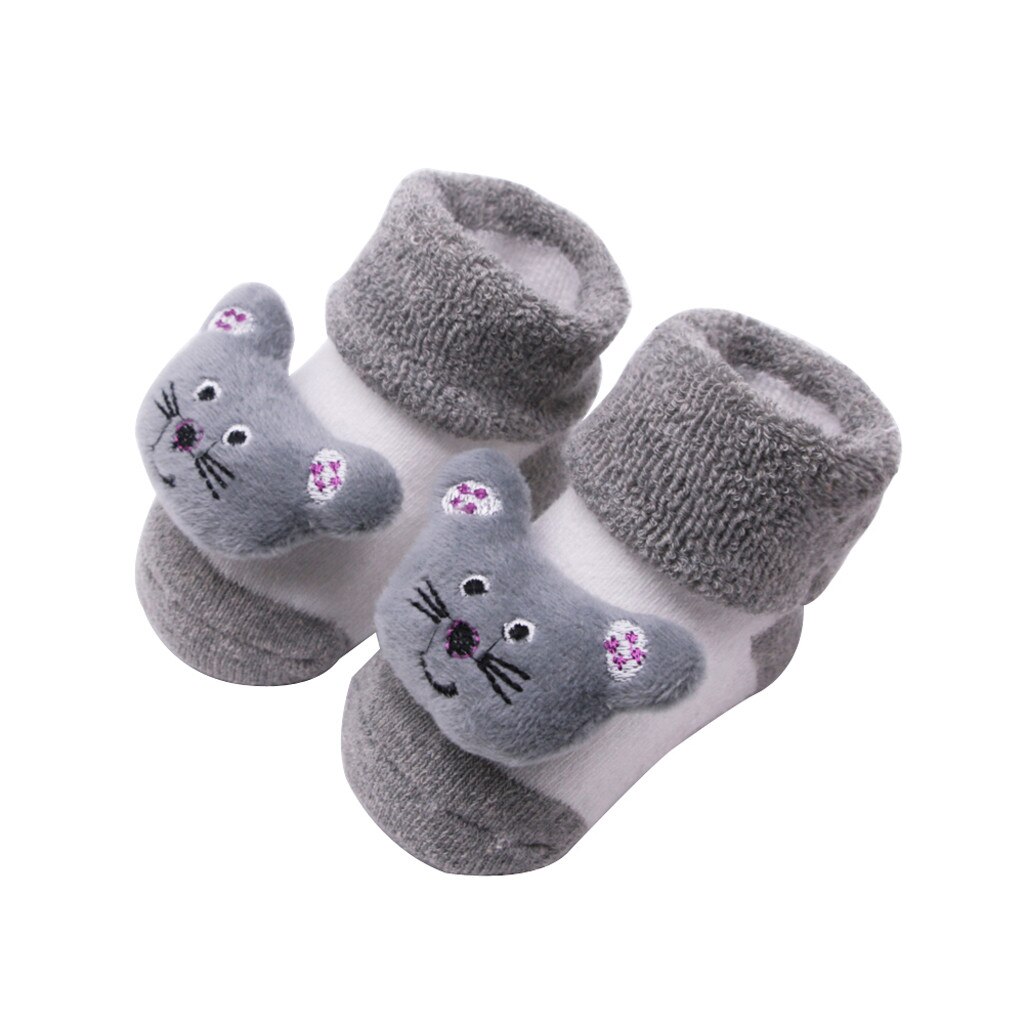 Chaussettes antidérapantes en coton pour bébé, chaussettes à cloche de dessin animé, couleur chaude d'hiver pour bébé, chaussettes de dessin animé 3d pour -né, garçons et filles