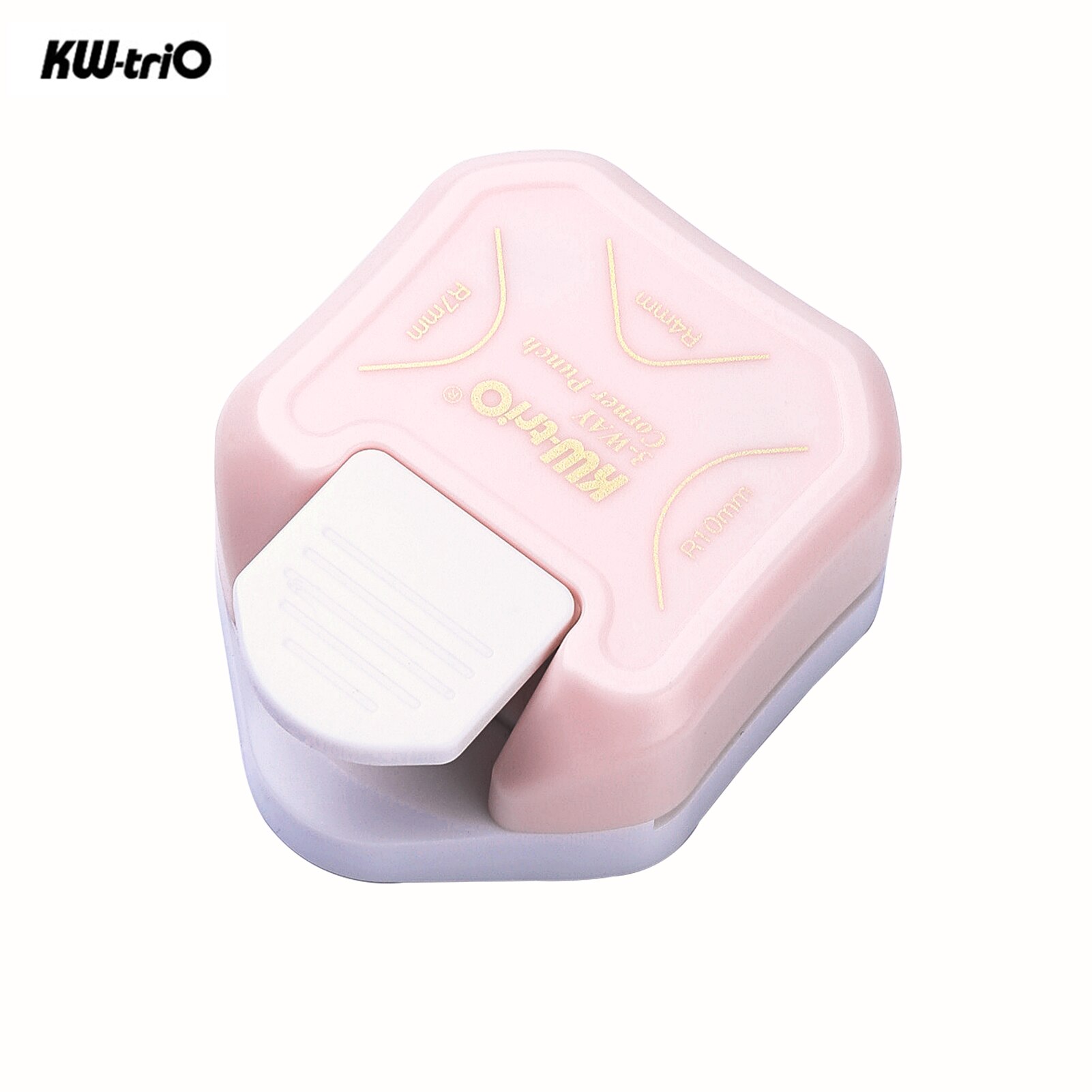 KW-trio 3-in-1 Corner Rounder Punch R4/R7/R10mm Round Corner Trimmer Cutter for Card Photo Paper Laminating Pouches: Pink