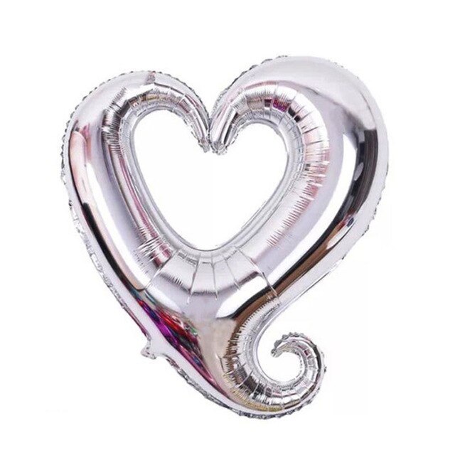 1pc 18- tommer kærlighed blomst hule hjerteform folie balloner valentinsdag bryllupsfødselsdagsfest fest dekoration ballon: Sølv