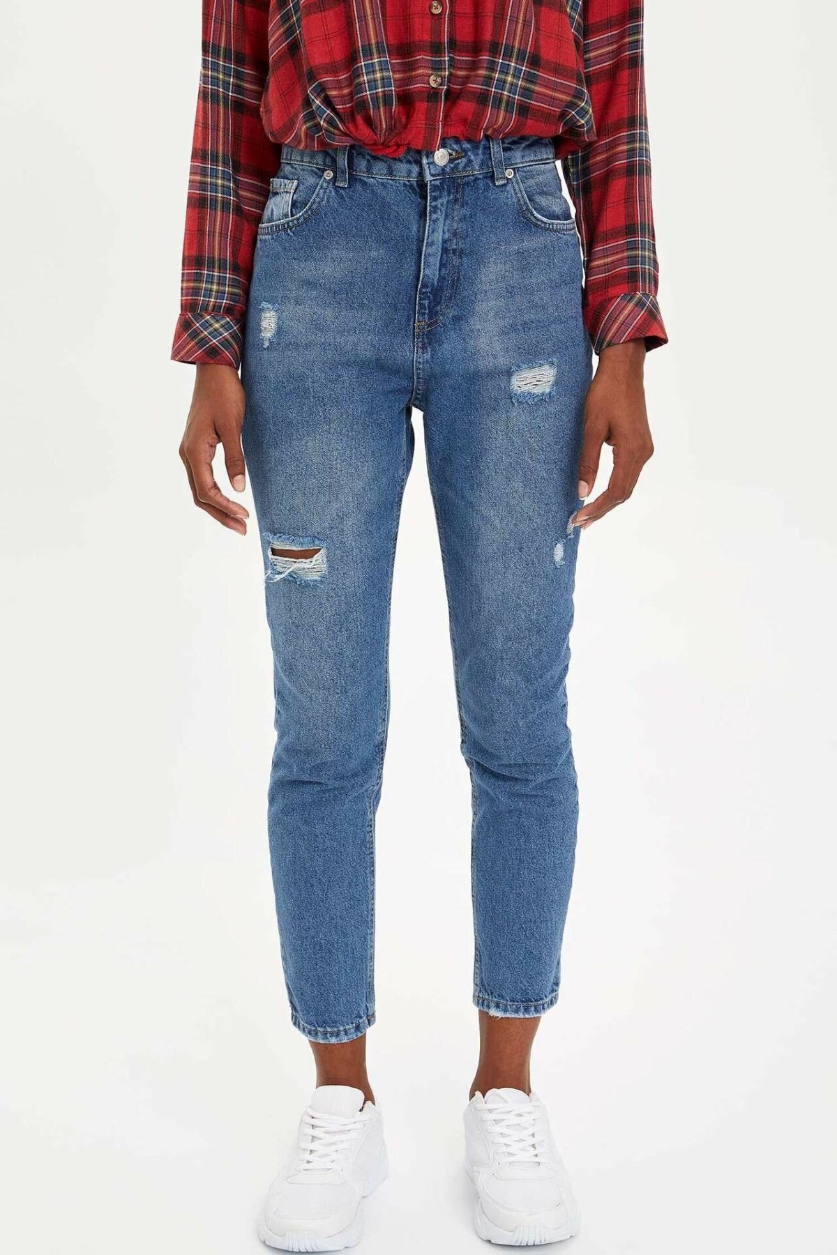 DeFacto femmes taille moyenne trou Jean pantalon dames décontracté Denim femme pantalon de culture dames -L7451AZ19AU: 24