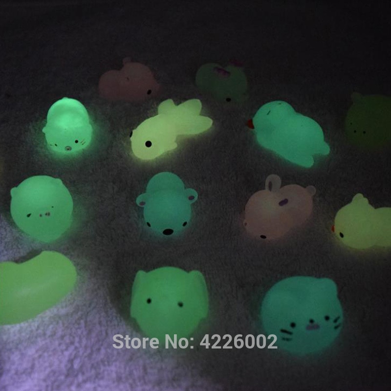 pack Mochi Squishy Squeeze Kat Leuke Antistress Squish Set Zachte Mini Dier Squichy glow in the dark Kawaii Speelgoed voor Kinderen