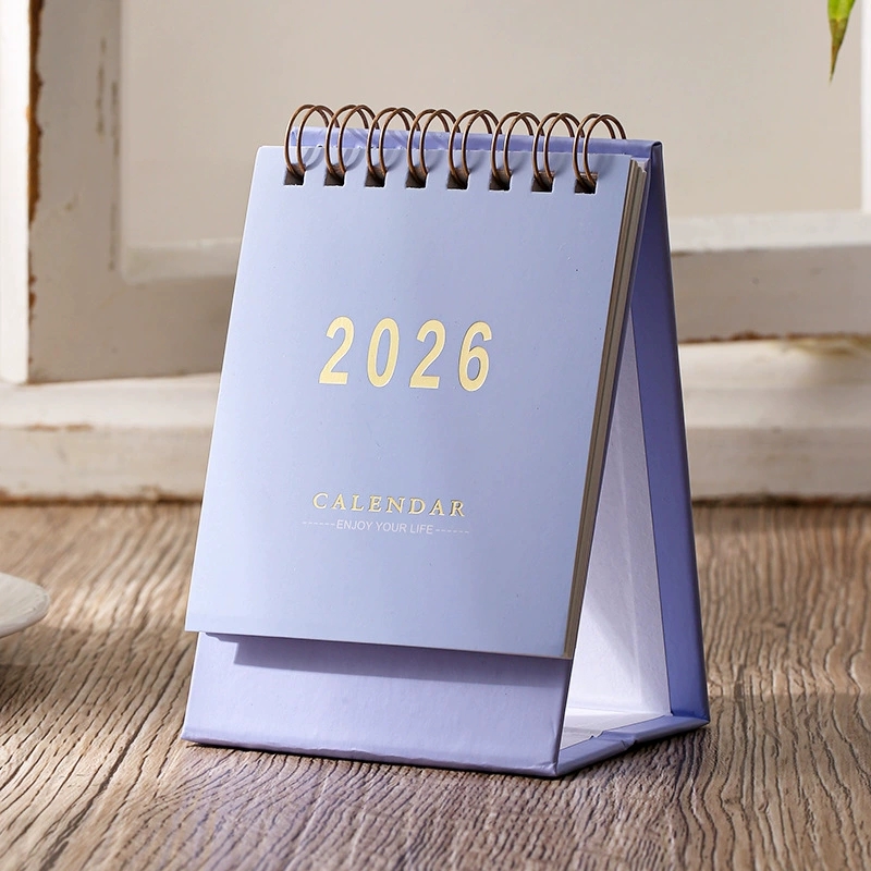 Mini-bureaukalender 2026, kalender voor thuisschool of kantoor - dagelijkse planners ongedateerd eeuwigdurend - staande flip-kalender: Light Grey