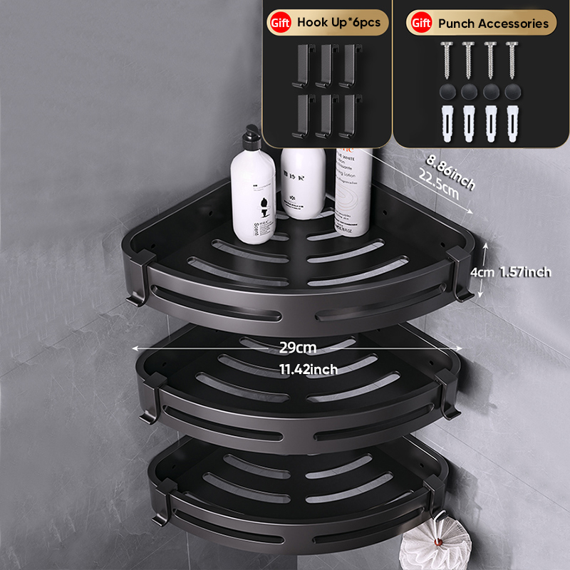 Badezimmer Regal Dusche Regale Ecke Regal Aluminium Wand Halterung Dusche Storage Rack Halter Bad Veranstalter Home Appliance: Triangle Black 3
