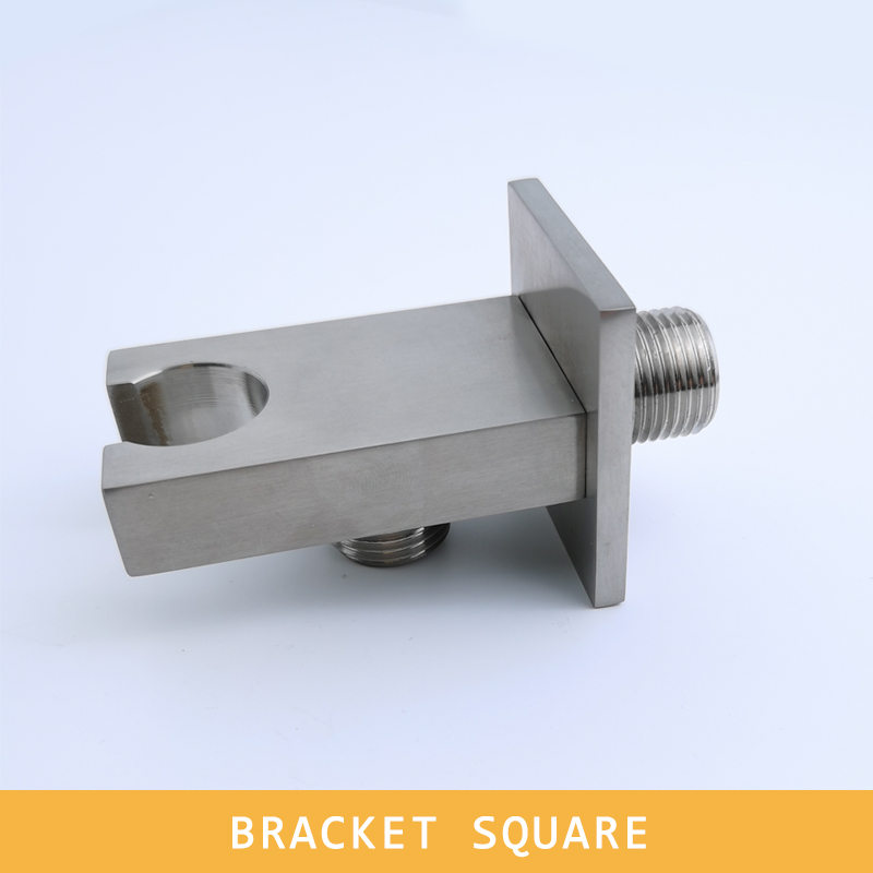 High Pressure Handheld Shower Head with Powerful Shower Spray Matt Metal Stainless Steel Hand Held Showerhead Brushed Finish: Brass Holder(SQ)