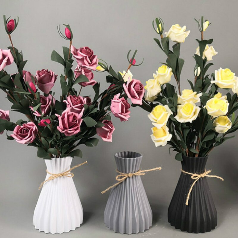 Jarrones de plástico modernos, jarrón de flores anticerámica europeo, elementos de decoración para boda hogar, de ratán, irrompible, simplicidad, macetas
