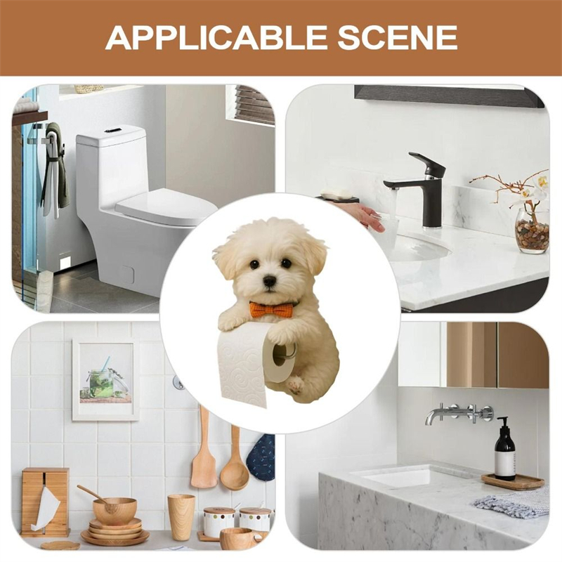 Soporte de papel higiénico para perro divertido, estatua de Animal de resina montada en la pared, organizador de rollos de pañuelos para el baño, decoración del hogar, 1 Uds.