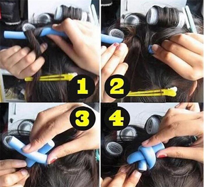 Varillas flexibles para rizar el pelo, rodillo de aire mágico para rizar el pelo, pegatinas de colores aleatorios