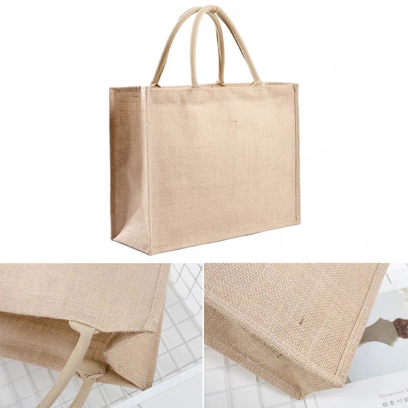 Retro Jute Zak Eco Vriendelijke Waterdichte Jute Grote Capaciteit Handtas Wedding Party Verpakking Draagbare Herbruikbare Boodschappentas