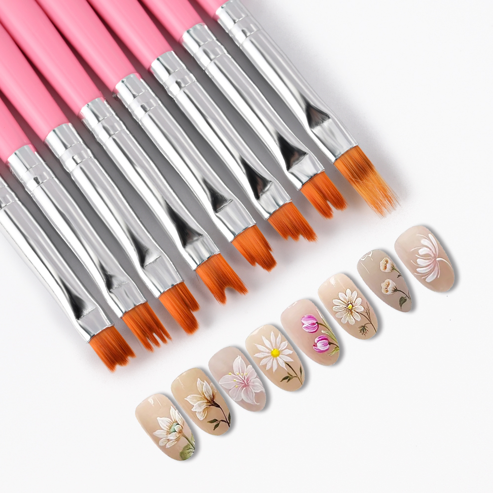 1 cepillo de uñas degradado suave, pintura de dibujo negro plateado, cepillo ombré de pelo de nailon, cepillo de uñas de Gel UV degradado DIY: Blanco