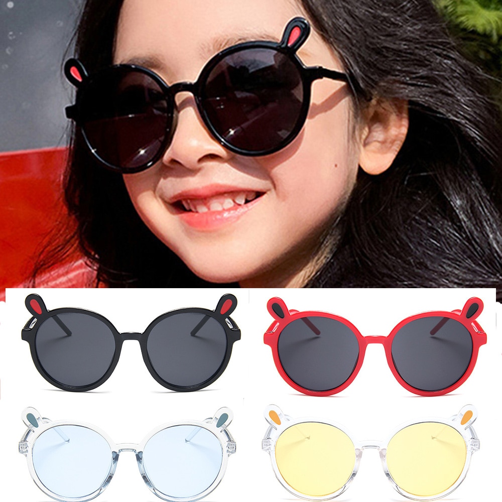 1pc baby piger søde bjørn øre solbriller runde ramme børn briller børn udendørs beskyttelsesbriller fest briller søde stil solbriller