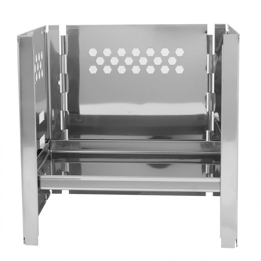 Neue Faltbare Mini Edelstahl Grill Ofen Rack Kohle Herd Halterung Wind Shiled BBQ Zubehör