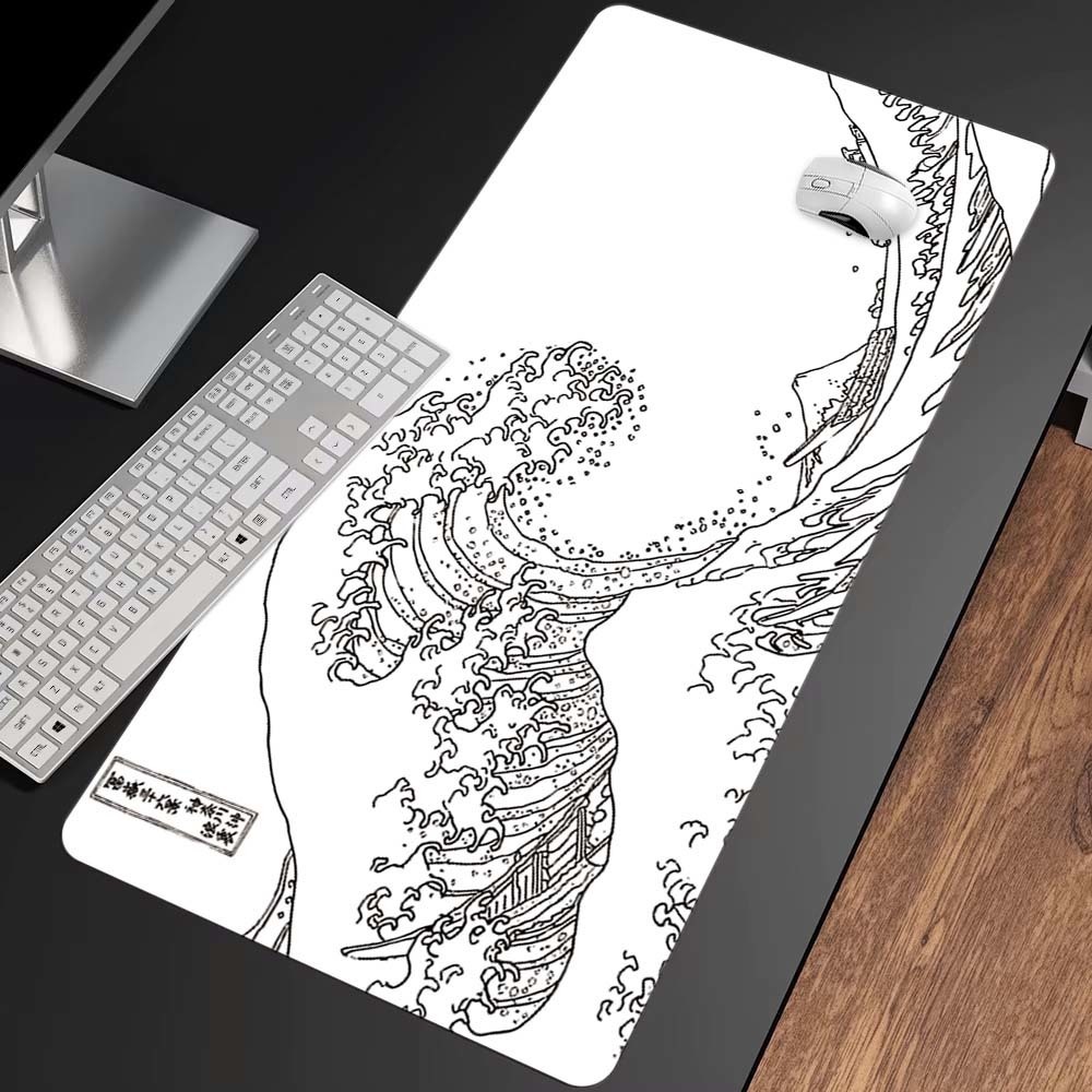 Hvit great wave musematte gamer xl hjemme stor tilpasset musematte xxl skrivebordsmatter kontor naturgummi myk pc-musematte bordmatte: 60 x 30 cm / Kaffe