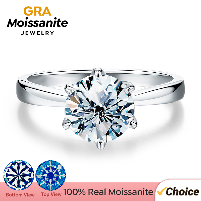 Anillo de moissanita auténtica GRA 0,5 CT 1ct, anillos de compromiso con diamantes de boda para mujer, Plata de Ley 925, joyería fina de de lujo