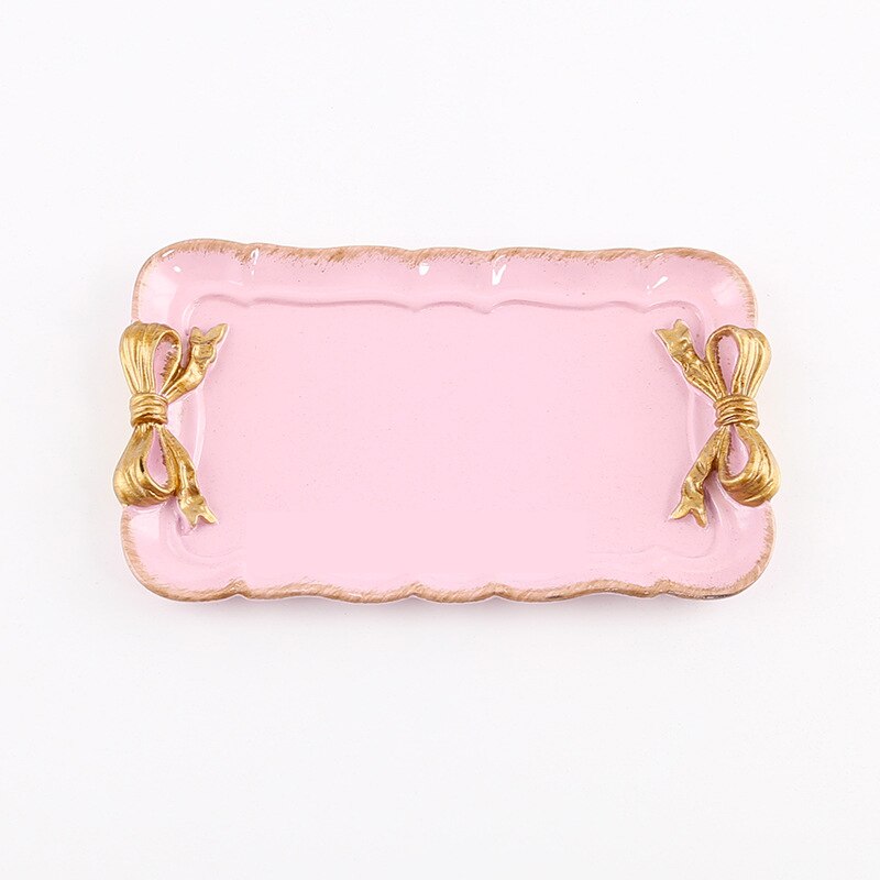! Europese Stijl Roze Boog Taart Opslag Trays Make Organizer Dessertbord Vierkante Decor Lade Keuken Opslag Trays