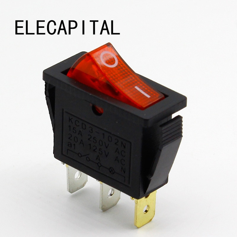 Interrupteur à bascule avec voyant LED rouge, 3 broches, SPST ON/OFF G132, tableau de bord de voiture, pour véhicule, camping-Car, camping-Car, camping-Car, 15a/250V 20a/125V, 5 pièces/lot
