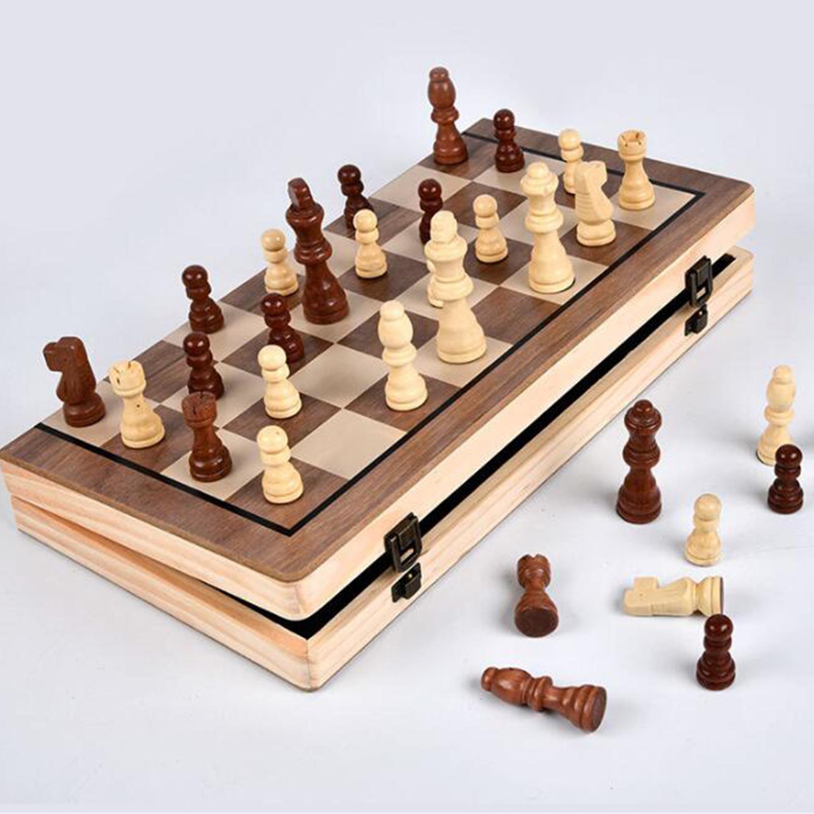 2 In 1 Combine Checkers &amp; Chess Game Board Set Magnetic Folding Wooden Chess Set Handmade Interior For Home Weekend 39x39cm