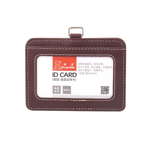 mode ID Houders Bank Credit Card Holder Unisex PU Lederen card case business Werken Id Badge covers zonder lanyard: cross  brown