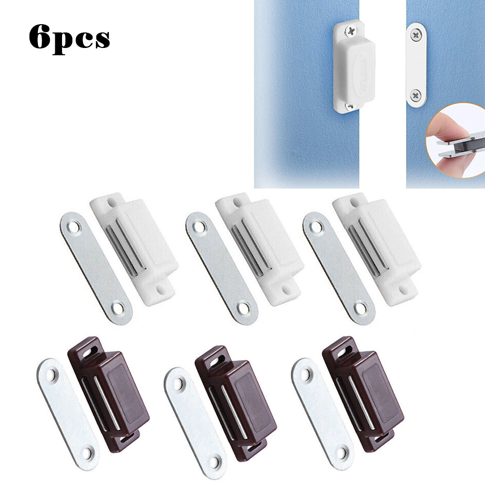 Cierrapuertas magnéticos, sin imán de hierro, pestillos para gabinete, cierre de puerta magnético blanco, 4,5 cm, 6 uds. Ninguno