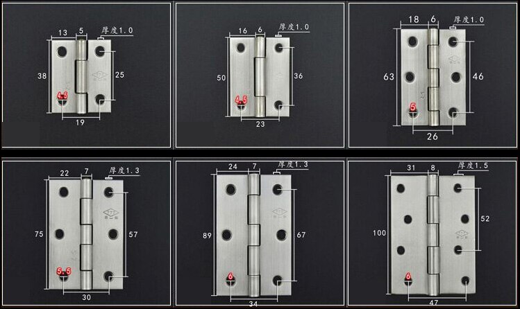 Charnière industrielle en acier inoxydable | Charnières de meubles 25*19mm, 38*30mm, 50*38mm, 62*42mm, 75*50mm pour boîte en bois Antique
