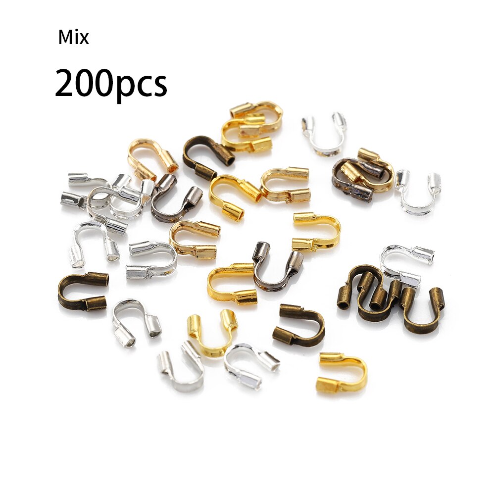 200Pcs/lot Stainless Steel Copper Wire Guard Protectors Loops U Shape Connectors for Jewelry Making DIY Accessories Supplies: Mix color