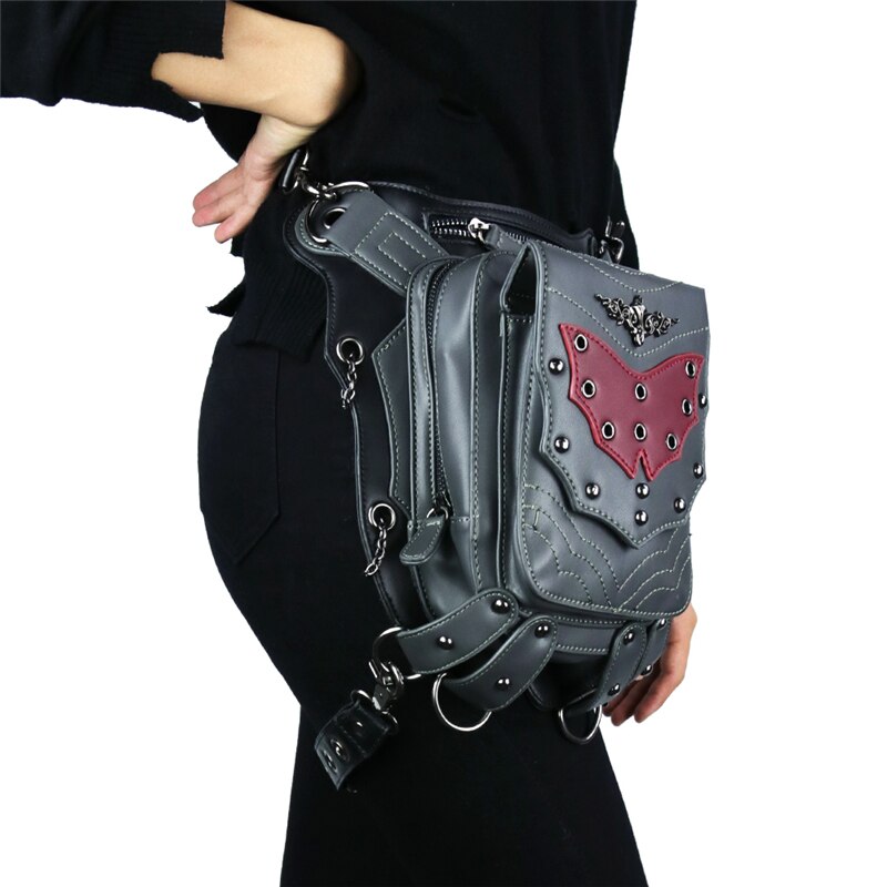 Vintage Rivet Punk taille sac Pack rétro Rock sac gothique bandoulière sacs Steampunk cuir moto jambe sacs