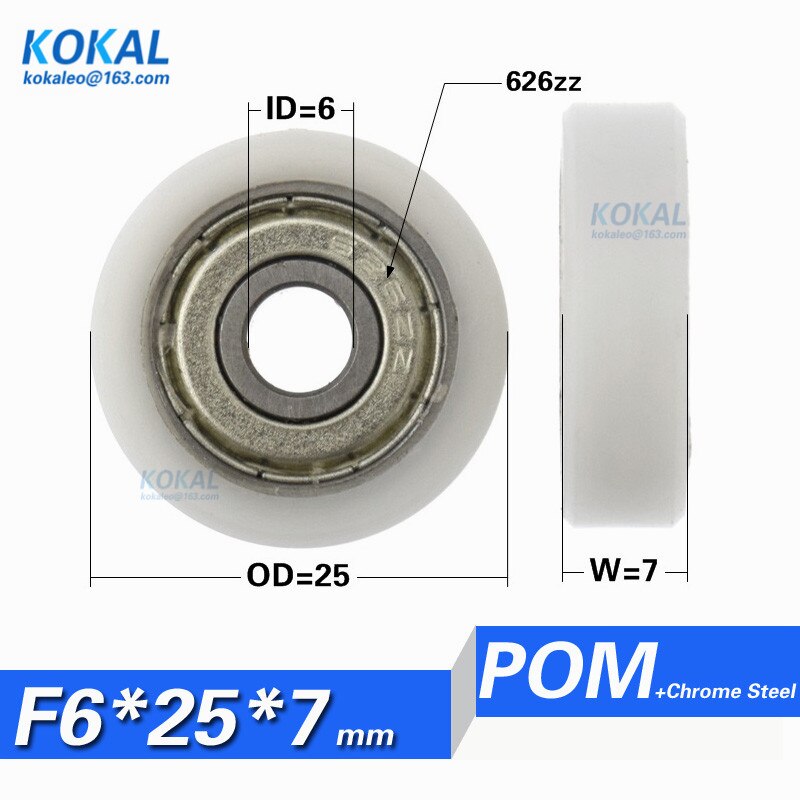 Freies 10Stck geräuscharm kugellager Rolle Rad Wohnung typ kunststoff Lagerbier Rolle 17/18 /21/22/24/25/28MM: Ich würde6  OD25  W7